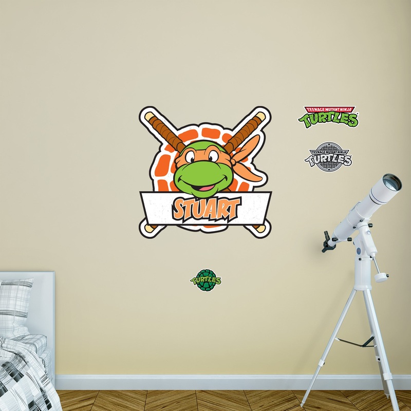 Teenage Mutant Ninja Turtles – Michelangelo Graphic – With Personalized Name – Shell Badge – Official Nickelodeon – Vinyl Transfer Decals