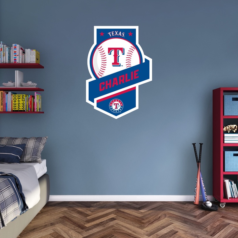 Texas Rangers – Banner Logo – With Personalized Name – Official MLB – Vinyl Transfer Decal