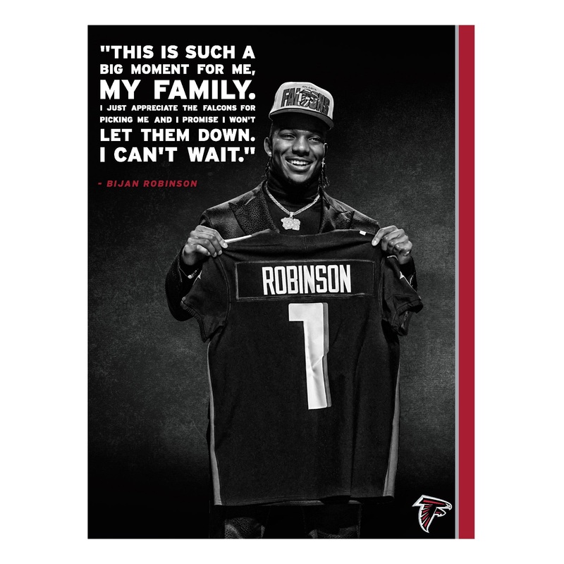 Bijan Robinson – Draft Night – Inspirational – Peel & Stick Poster – Official NFL – Atlanta Falcons – Reusable Vinyl Wall Decal