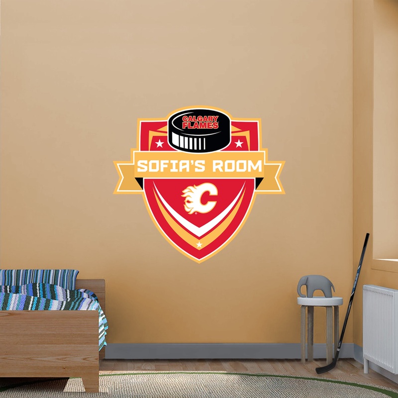 Calgary Flames – Badge – With Personalized Name – Official NHL – Vinyl Transfer Decal