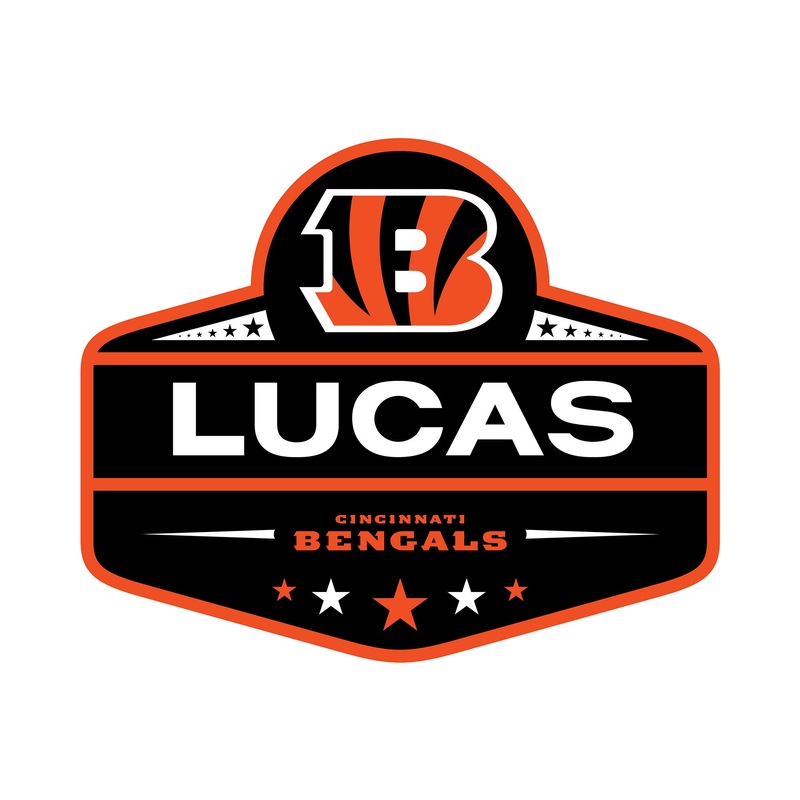 Cincinnati Bengals – Badge Logo – With Personalized Name – Official NFL – Reusable Vinyl Transfer Decal