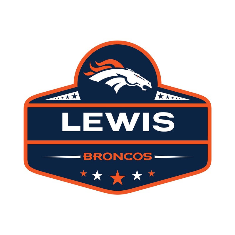 Denver Broncos – Badge – With Personalized Name – Official NFL – Reusable Vinyl Transfer Decal