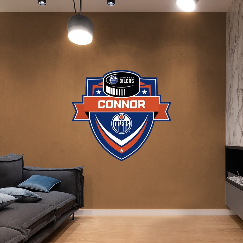 Edmonton Oilers – Badge – With Personalized Name – Official NHL – Vinyl Transfer Decal