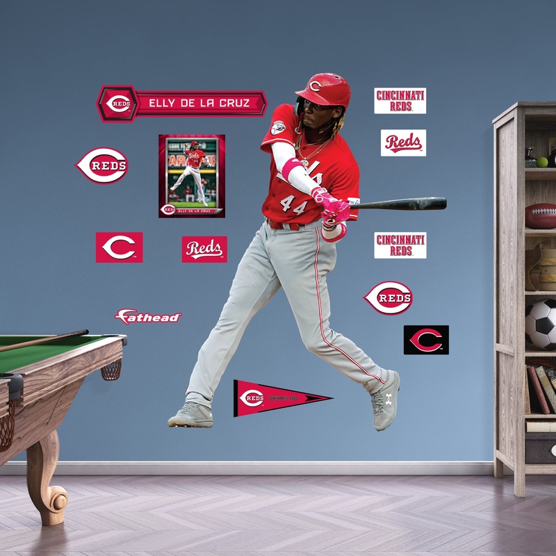 Elly De La Cruz – RealBig Swing Collection – Official MLB – Cincinnati Reds – Reusable Vinyl Wall Decals