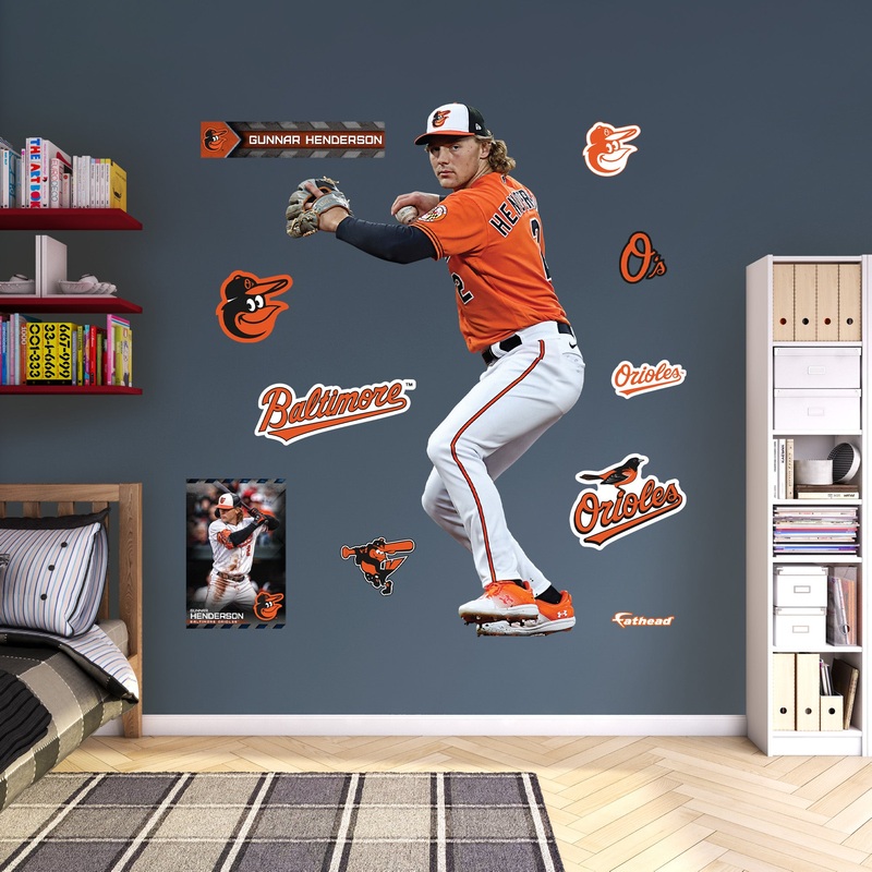 Gunnar Henderson – RealBig Fielding Collection – Official MLB – Baltimore Orioles – Reusable Vinyl Wall Decals