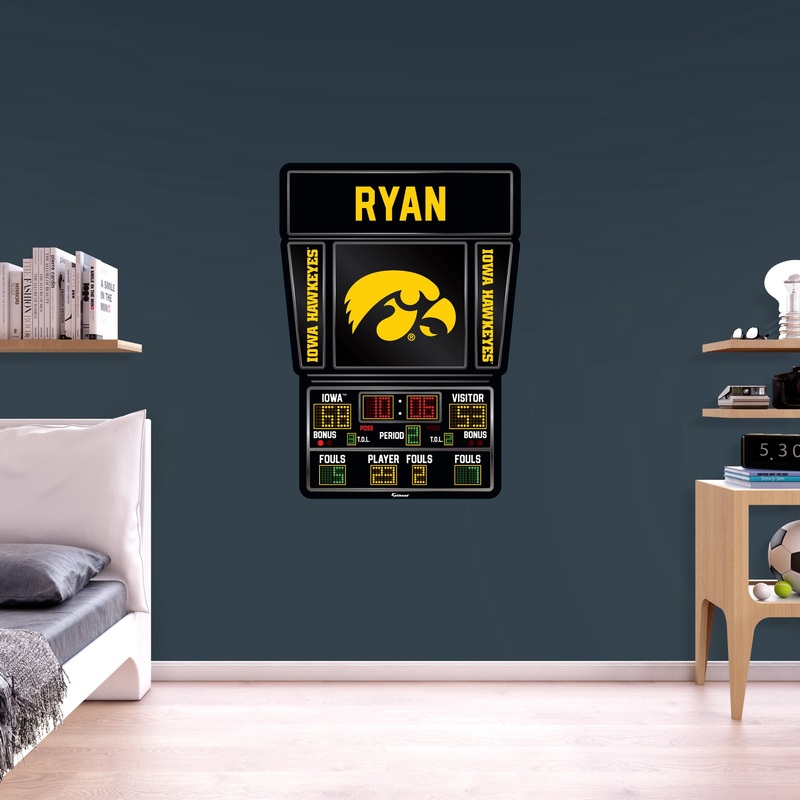Iowa Hawkeyes – Basketball Scoreboard Graphic – With Personalized Name – Official NCAA – Vinyl Transfer Decal