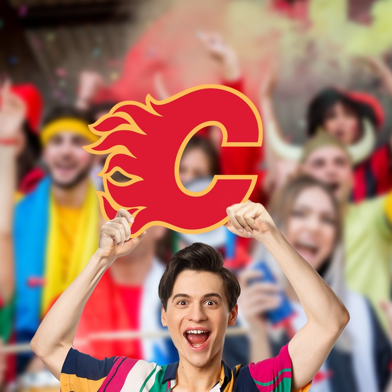 Logo – Big Head – Official NHL – Calgary Flames – Foam Core Cutout