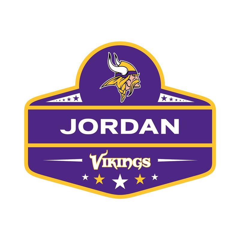 Minnesota Vikings – Badge – With Personalized Name – Official NFL – Reusable Vinyl Transfer Decal