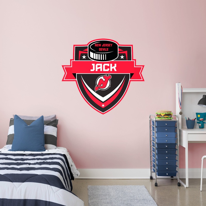 New Jersey Devils – Badge – With Personalized Name – Official NHL – Vinyl Transfer Decal #2