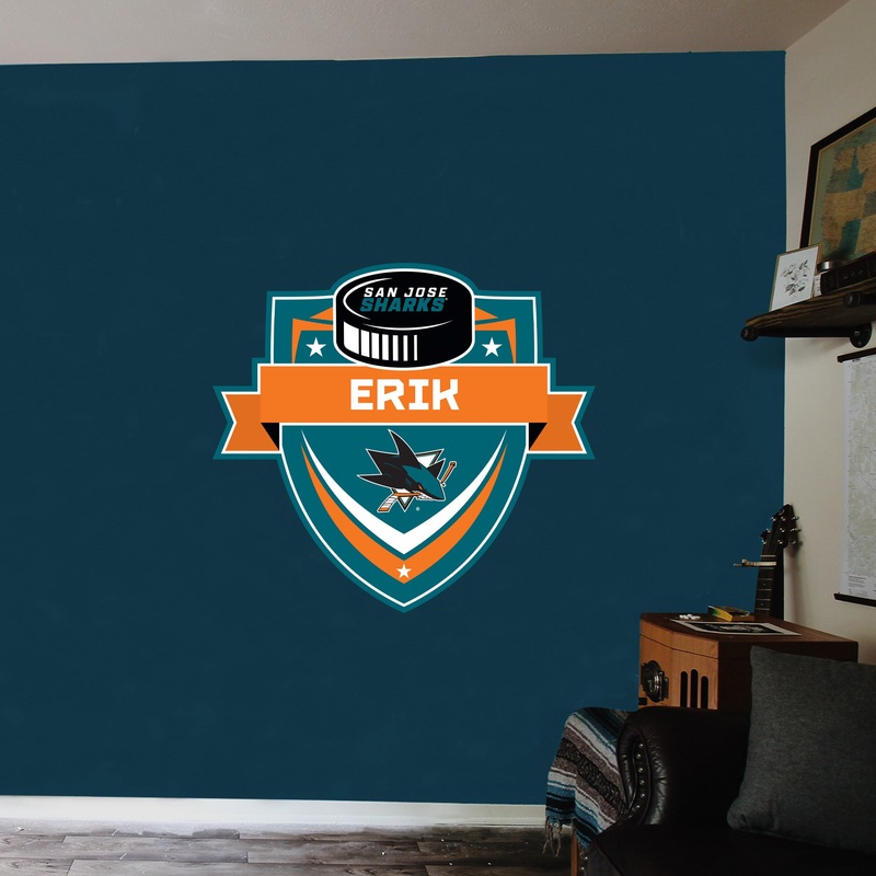 San Jose Sharks – Badge – With Personalized Name – Official NHL – Vinyl Transfer Decal