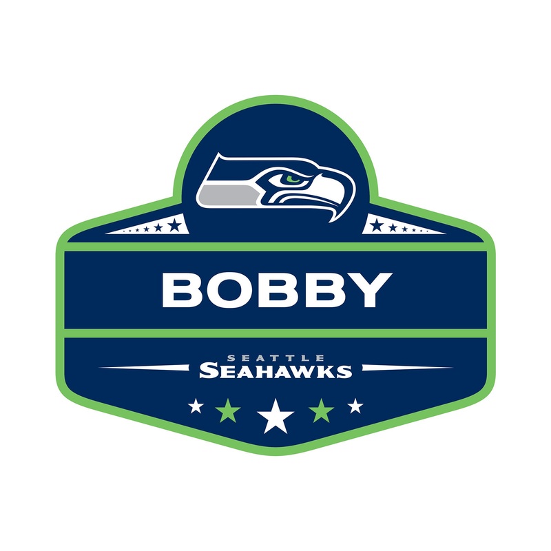 Seattle Seahawks – Badge – With Personalized Name – Official NFL – Reusable Vinyl Transfer Decal