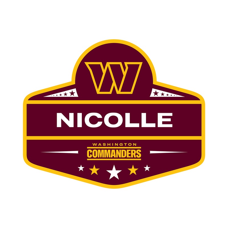 Washington Commanders – Badge – With Personalized Name – Official NFL – Reusable Vinyl Transfer Decal