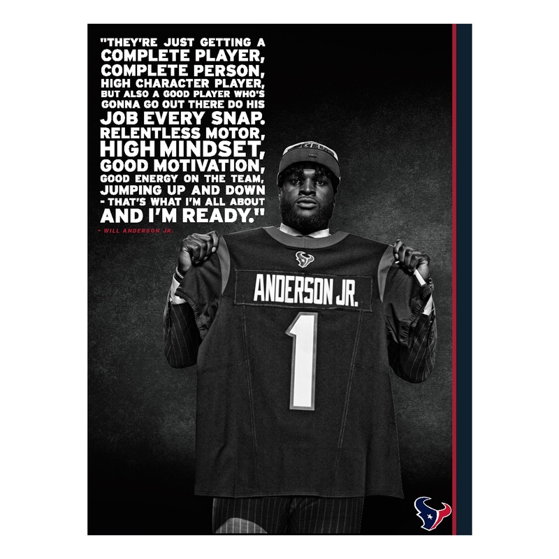 Will Anderson Jr. – Draft Night – Inspirational – Peel & Stick Poster – Official NFL – Houston Texans – Reusable Vinyl Wall Decal