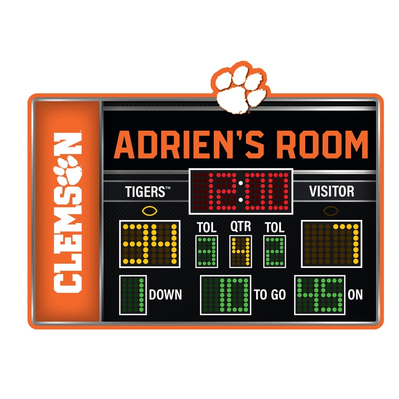 Clemson Tigers – Football Scoreboard Graphic – With Personalized Name – Official NCAA – Vinyl Transfer Decal