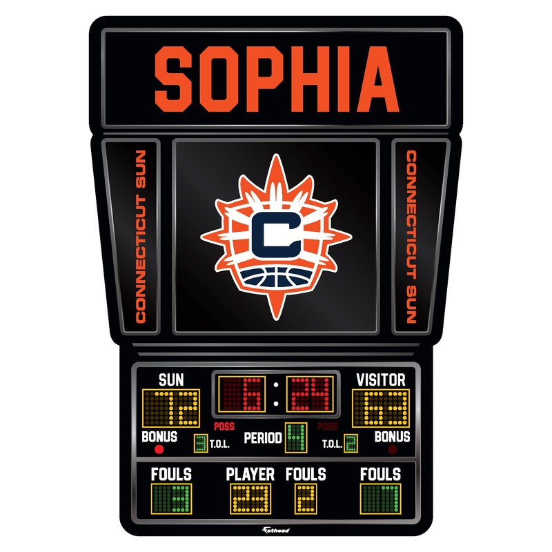 Connecticut Sun – Scoreboard Graphic – With Personalized Name – Official WNBA – Vinyl Transfer Decal