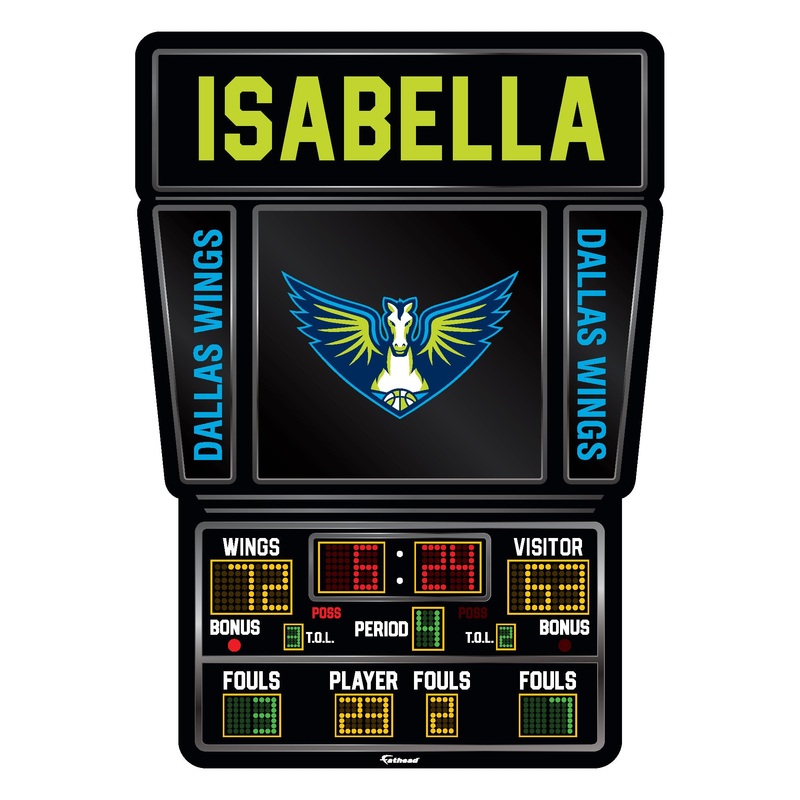 Dallas Wings – Scoreboard Graphic – With Personalized Name – Official WNBA – Vinyl Transfer Decal