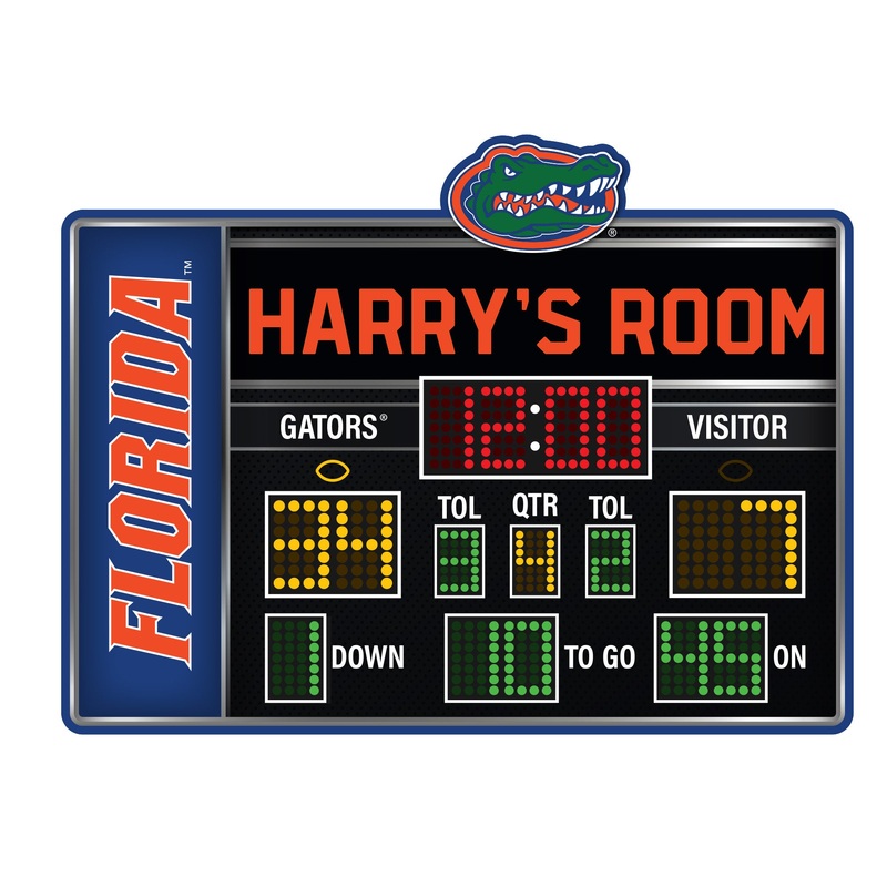 Florida Gators – Football Scoreboard Graphic – With Personalized Name – Official NCAA – Vinyl Transfer Decal