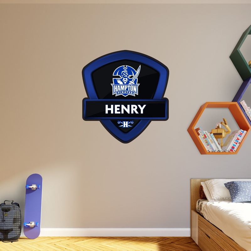 Hampton Pirates – Badge – With Personalized Name – Official NCAA – Vinyl Transfer Decal