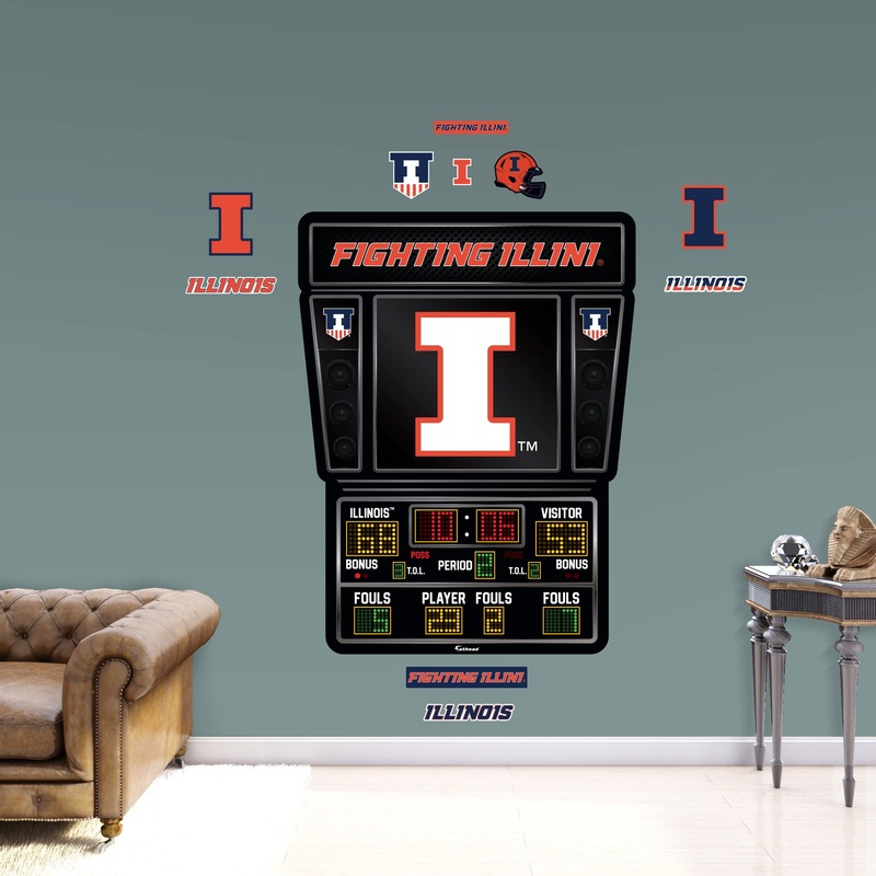 Illinois Fighting Illini – RealBig Basketball Scoreboard Collection – Official NCAA – Reusable Vinyl Wall Decals