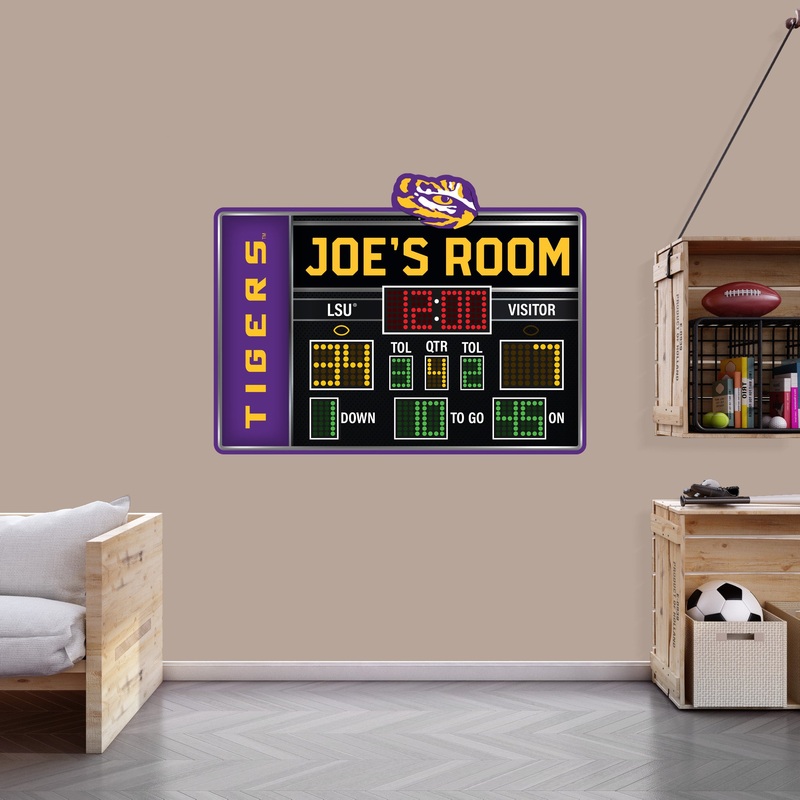 LSU Tigers – Football Scoreboard Graphic – With Personalized Name – Official NCAA – Vinyl Transfer Decal