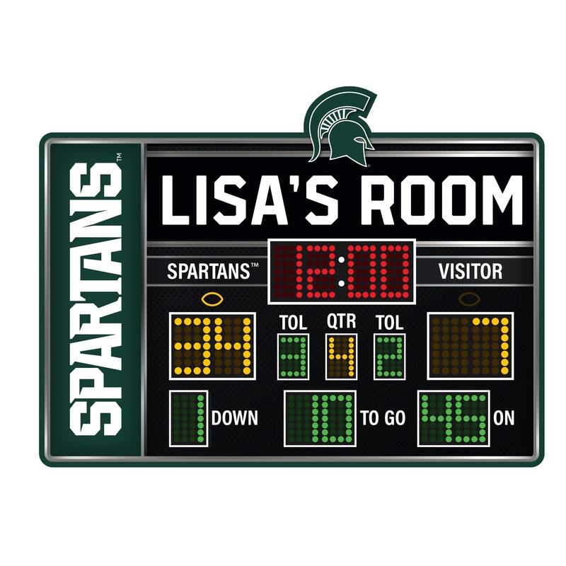 Michigan State Spartans – Football Scoreboard Graphic – With Personalized Name – Official NCAA – Vinyl Transfer Decal