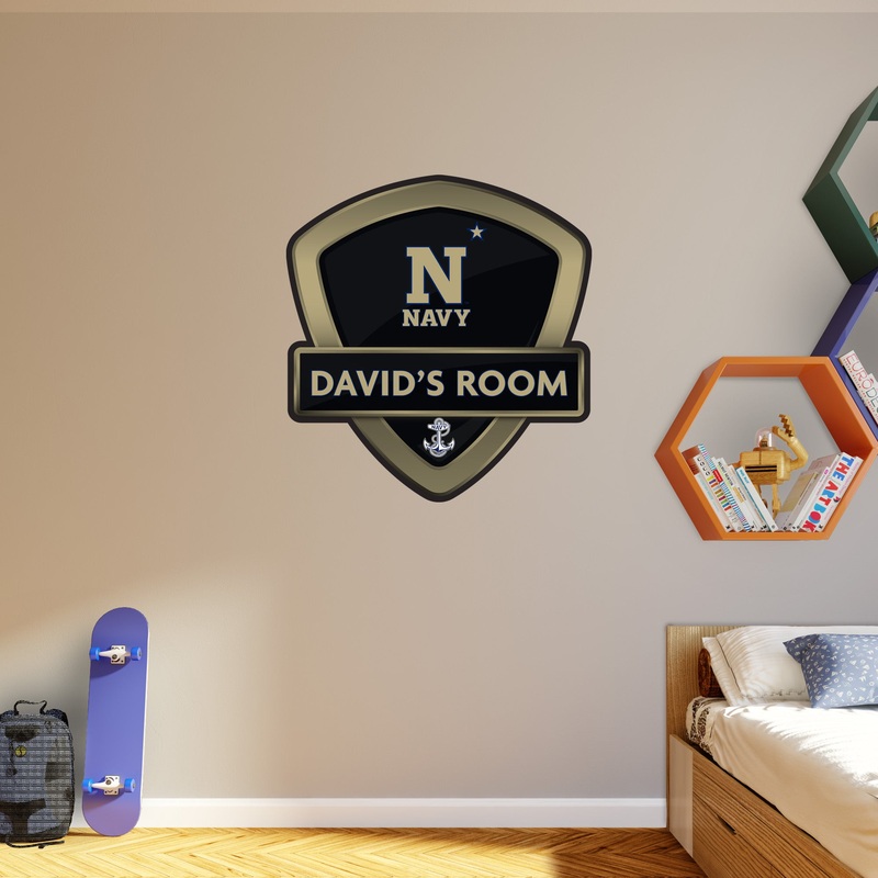 Navy Midshipmen – Badge – With Personalized Name – Official NCAA – Vinyl Transfer Decal