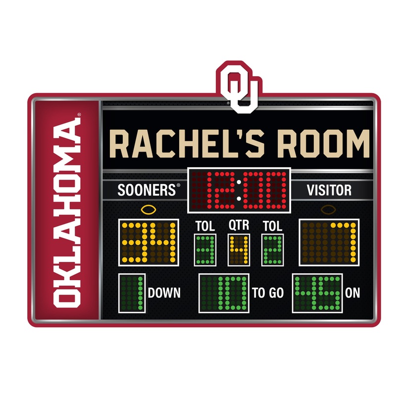 Oklahoma Sooners – Football Scoreboard Graphic – With Personalized Name – Official NCAA – Vinyl Transfer Decal
