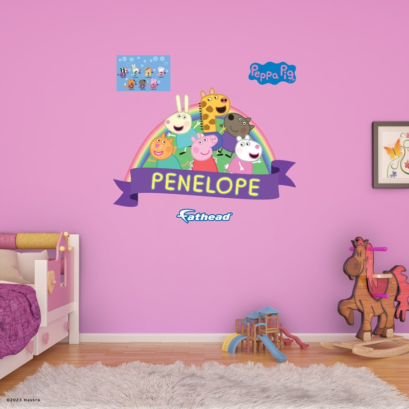 Peppa Pig – Peppa, Rebecca, Suzy Graphic – With Personalized Name – Official Hasbro – Vinyl Transfer Decals