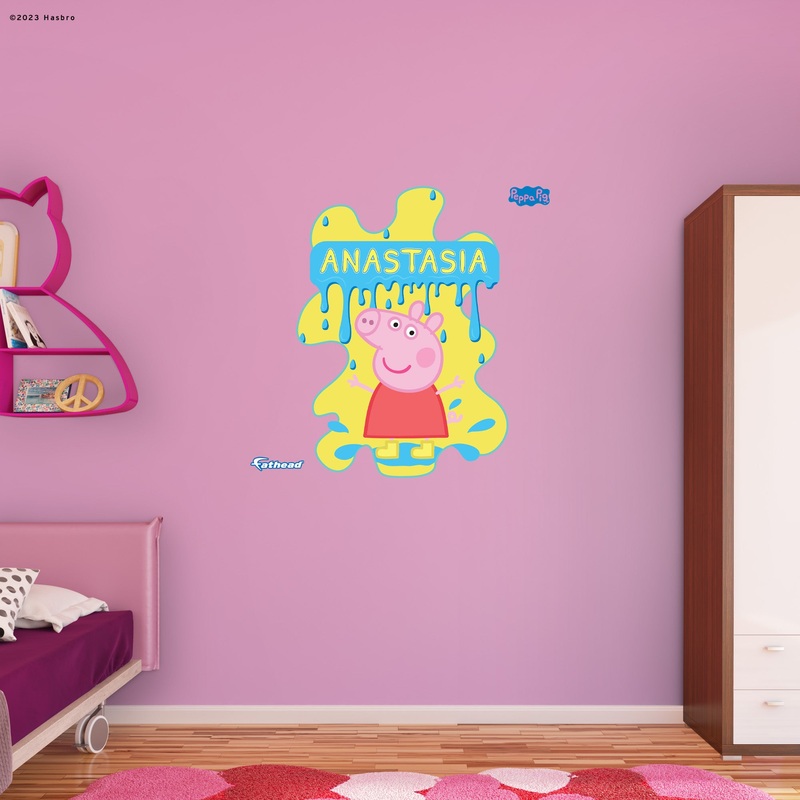 Peppa Pig – Peppa Splat Graphic – With Personalized Name – Official Hasbro – Vinyl Transfer Decals