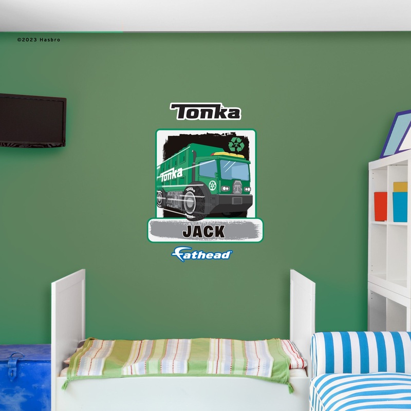 Tonka Trucks – Garbage Truck Graphic – With Personalized Name – Official Hasbro – Vinyl Transfer Decals