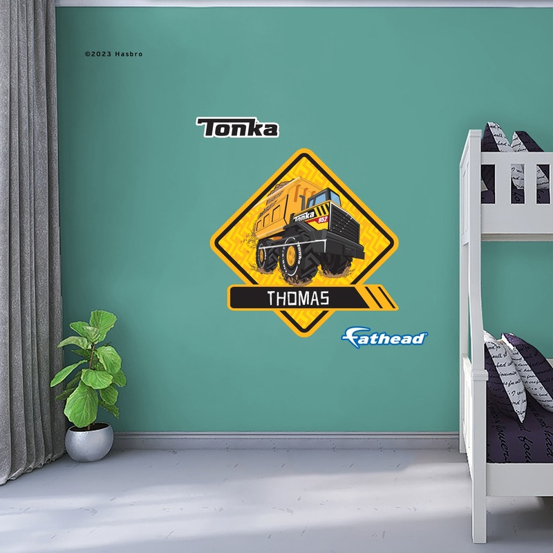 Tonka Trucks – Mighty Dump Truck Graphic – With Personalized Name – Official Hasbro – Vinyl Transfer Decals