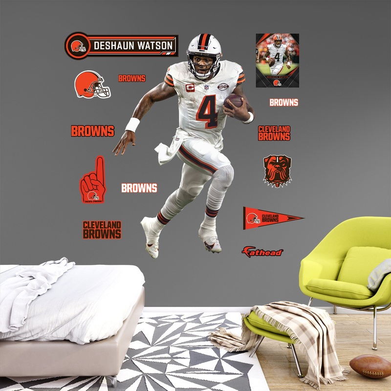 Deshaun Watson – RealBig White-Out Collection – Official NFL – Cleveland Browns – Reusable Vinyl Wall Decals