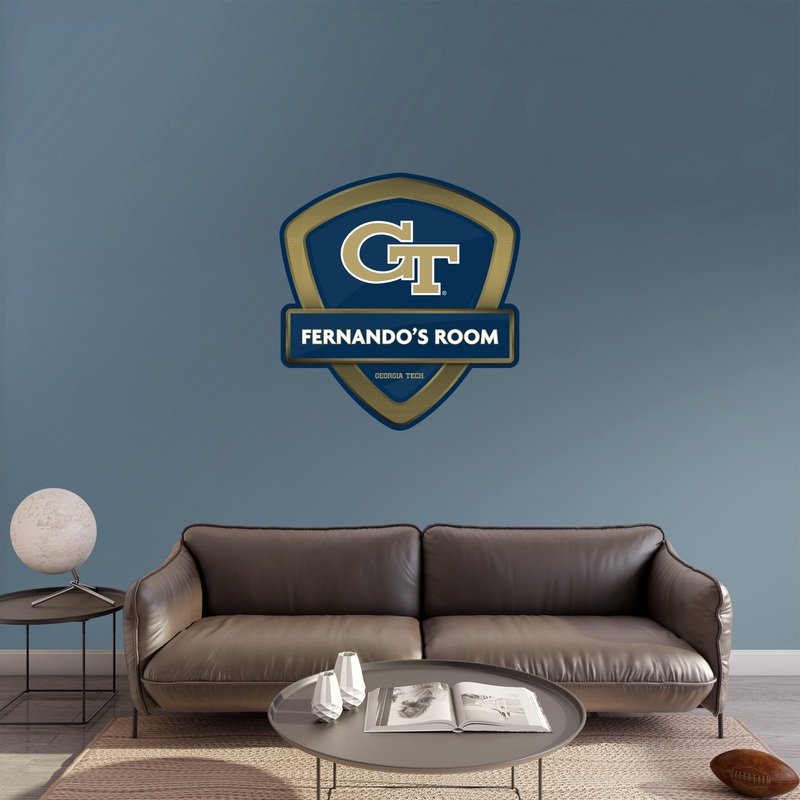 Georgia Tech Yellow Jackets – Badge – With Personalized Name – Official NCAA – Vinyl Transfer Decal