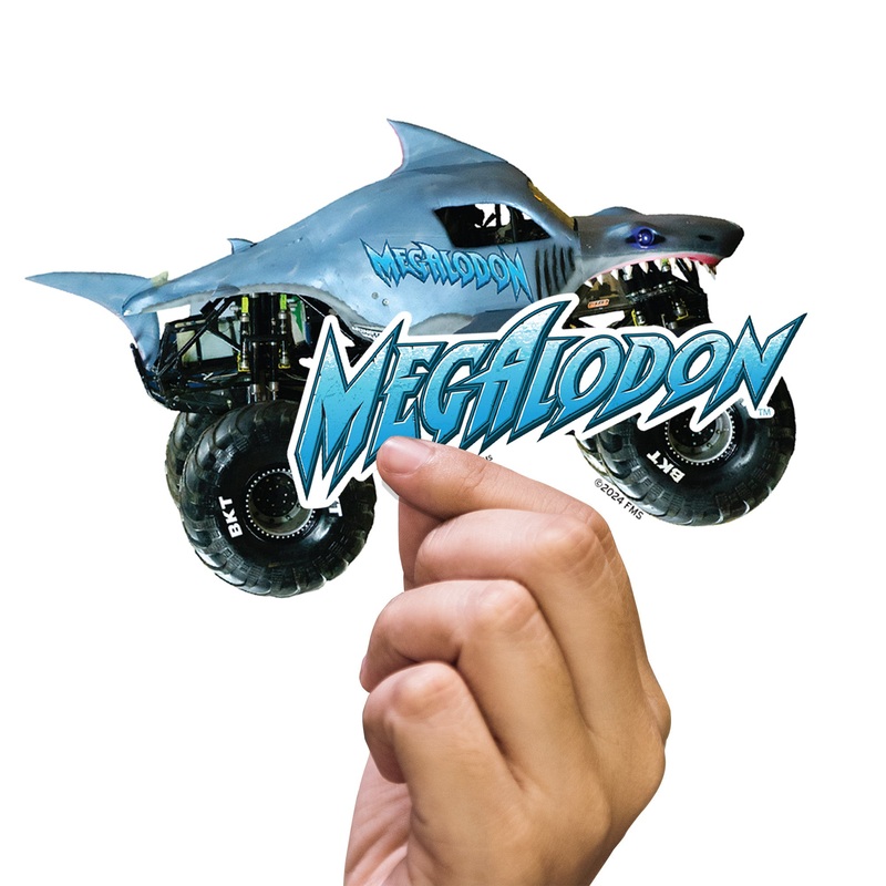 Megalodon – 5 Character Minis (Mixed Sizes) – Official Monster Jam – Reusable Vinyl Decals