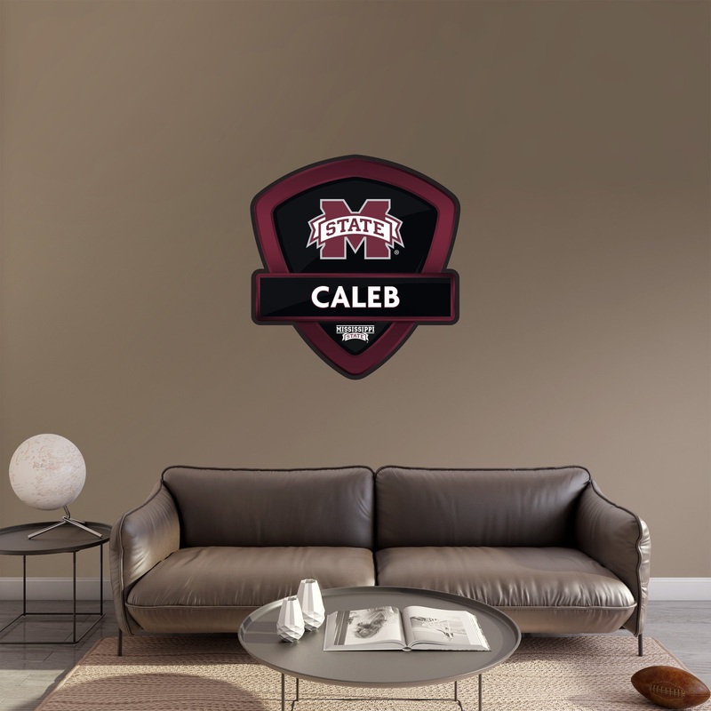 Mississippi State Bulldogs – Badge – With Personalized Name – Official NCAA – Vinyl Transfer Decal