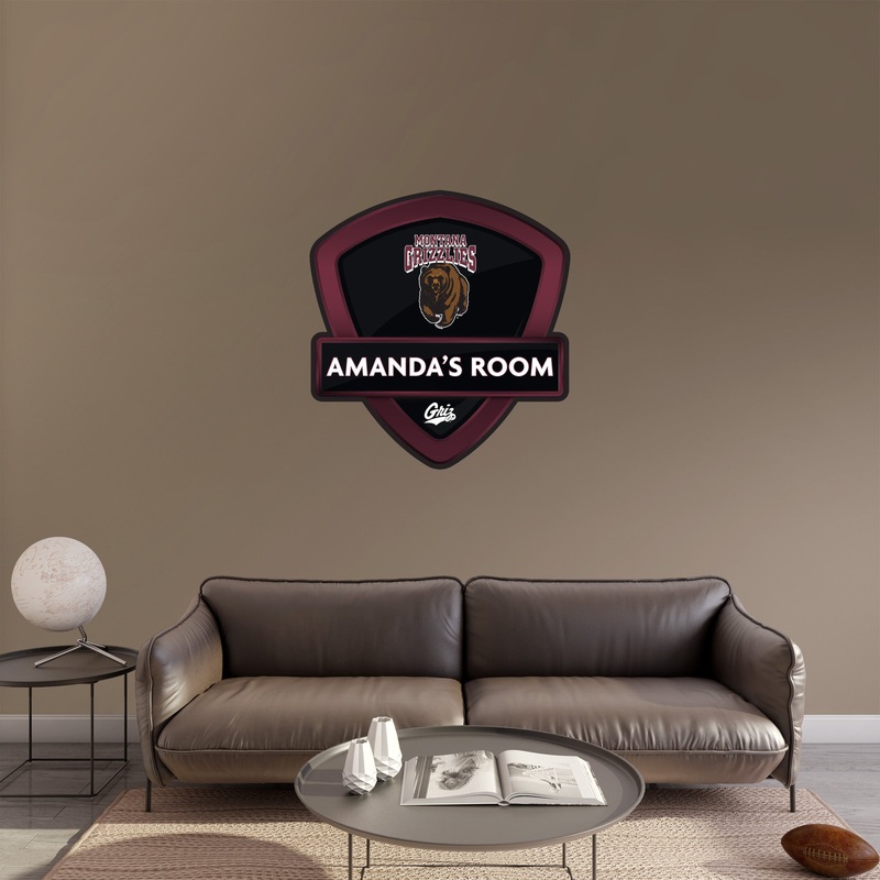 Montana Grizzlies – Badge – With Personalized Name – Official NCAA – Vinyl Transfer Decal