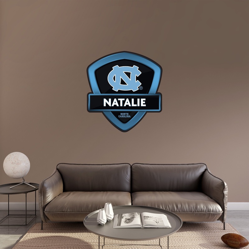 North Carolina Tar Heels – Badge Logo – With Personalized Name – Official NCAA – Vinyl Transfer Decal