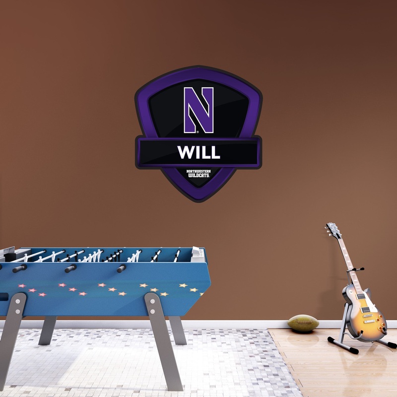 Northwestern Wildcats – Badge – With Personalized Name – Official NCAA – Vinyl Transfer Decal