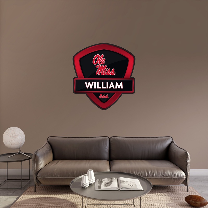 Ole Miss Rebels – Badge – With Personalized Name – Official NCAA – Vinyl Transfer Decal