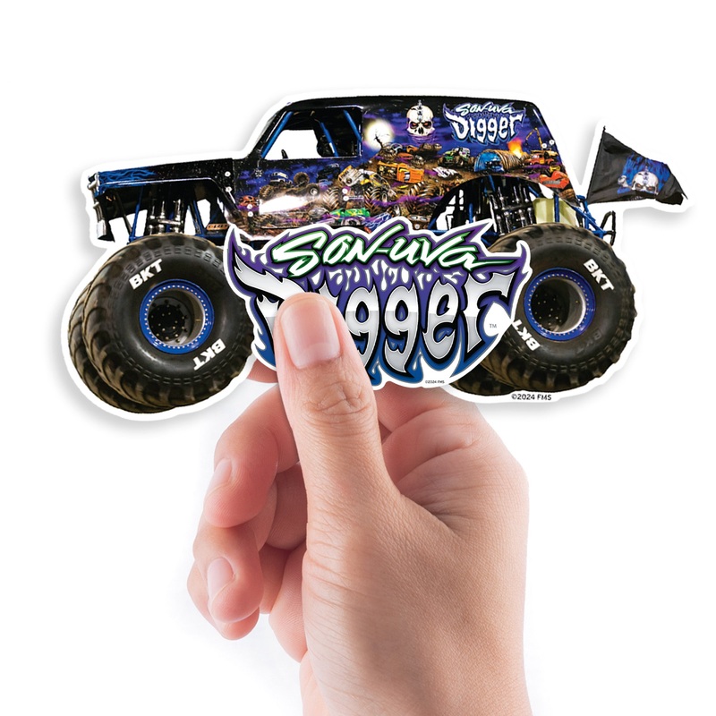 Son-uva Digger – 5 Character Minis (Mixed Sizes) – Official Monster Jam – Reusable Vinyl Decals