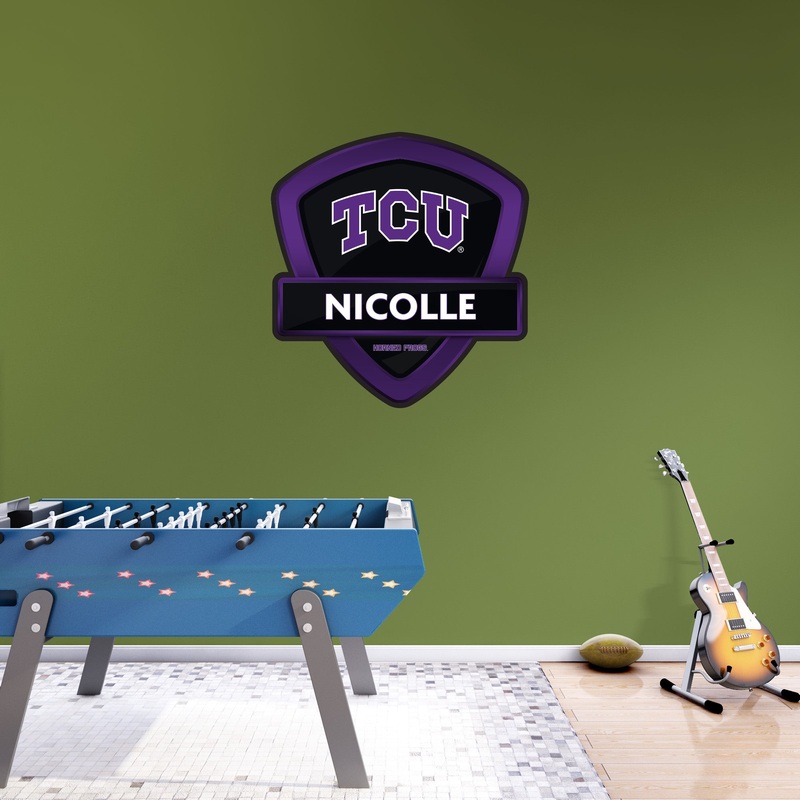 TCU Horned Frogs – Badge – With Personalized Name – Official NCAA – Vinyl Transfer Decal