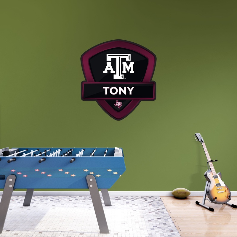 Texas A&M Aggies – Badge – With Personalized Name – Official NCAA – Vinyl Transfer Decal