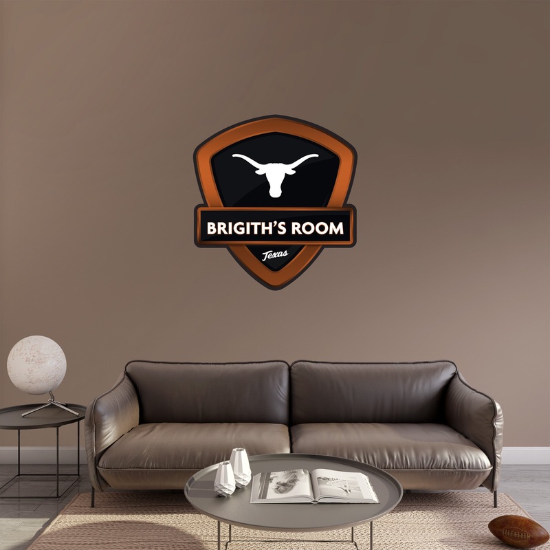 Texas Longhorns – Badge – With Personalized Name – Official NCAA – Vinyl Transfer Decal