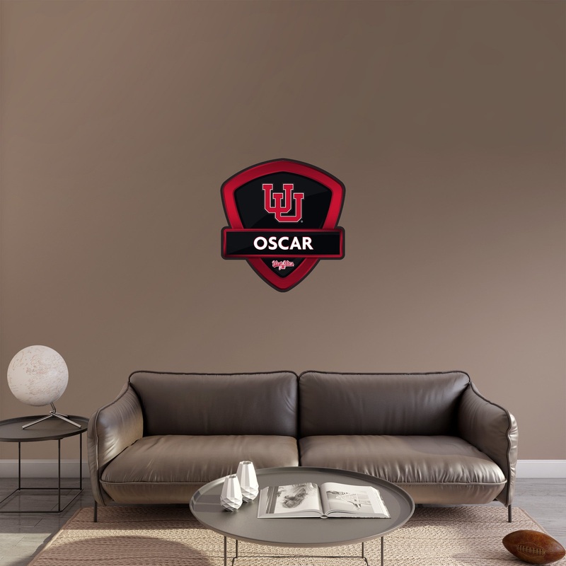 Utah Utes – Badge – With Personalized Name – Official NCAA – Vinyl Transfer Decal