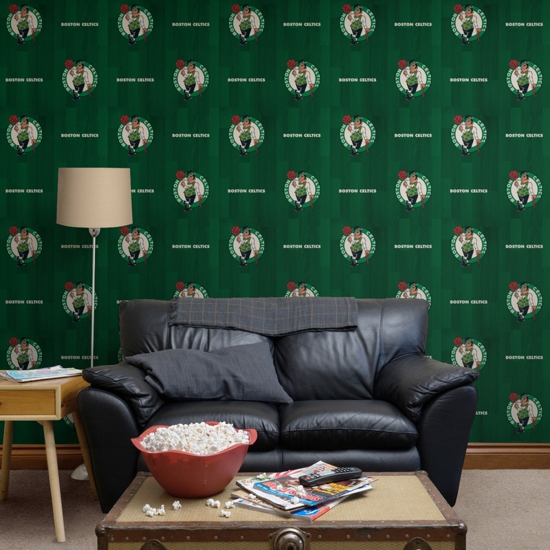 Boston Celtics (Green) – Hardwood Pattern – Peel & Stick Wallpaper – Official NBA – Reusable Vinyl Wall Decals