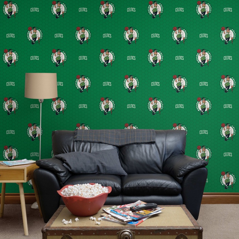 Boston Celtics (Green) – Logo Pattern – Peel & Stick Wallpaper – Official NBA – Reusable Vinyl Wall Decals