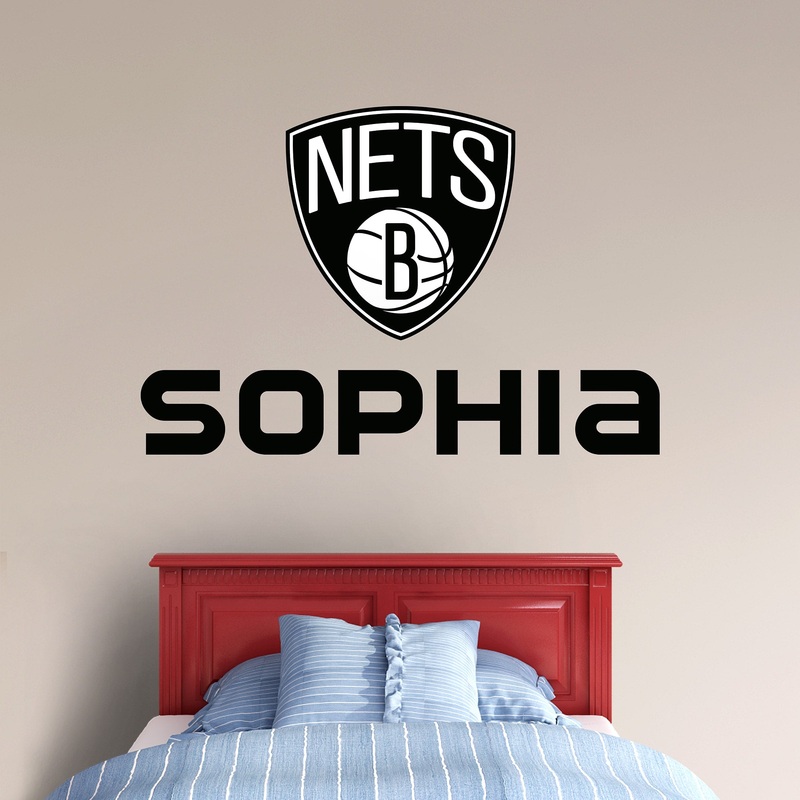 Brooklyn Nets – Stacked Logo – With Personalized Name – Official NBA – Vinyl Transfer Decal