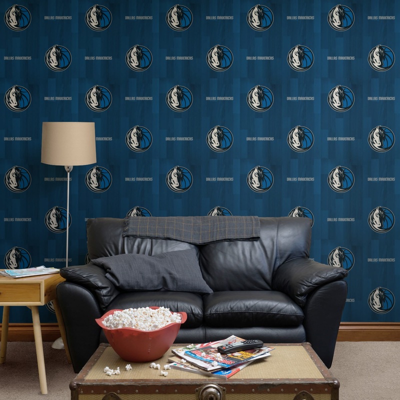 Dallas Mavericks (Blue) – Hardwood Pattern – Peel & Stick Wallpaper – Official NBA – Reusable Vinyl Wall Decals