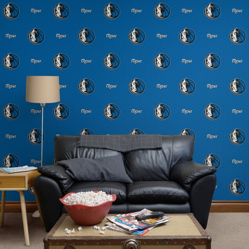 Dallas Mavericks (Blue) – Logo Pattern – Peel & Stick Wallpaper – Official NBA – Reusable Vinyl Wall Decals
