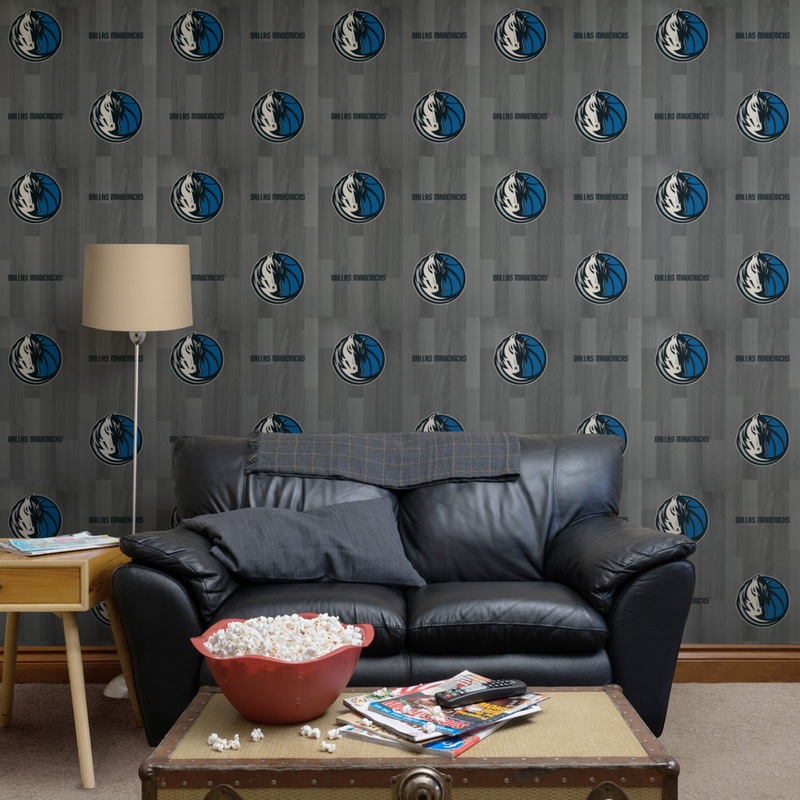 Dallas Mavericks (Gray) – Hardwood Pattern – Peel & Stick Wallpaper – Official NBA – Reusable Vinyl Wall Decals